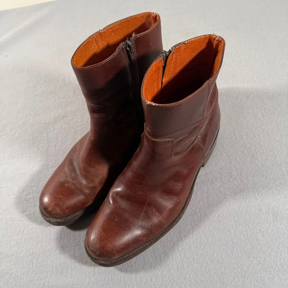 Frye Mens Campus Inside Zip Brown Leather Western Ankle Boots 87755 9.5D